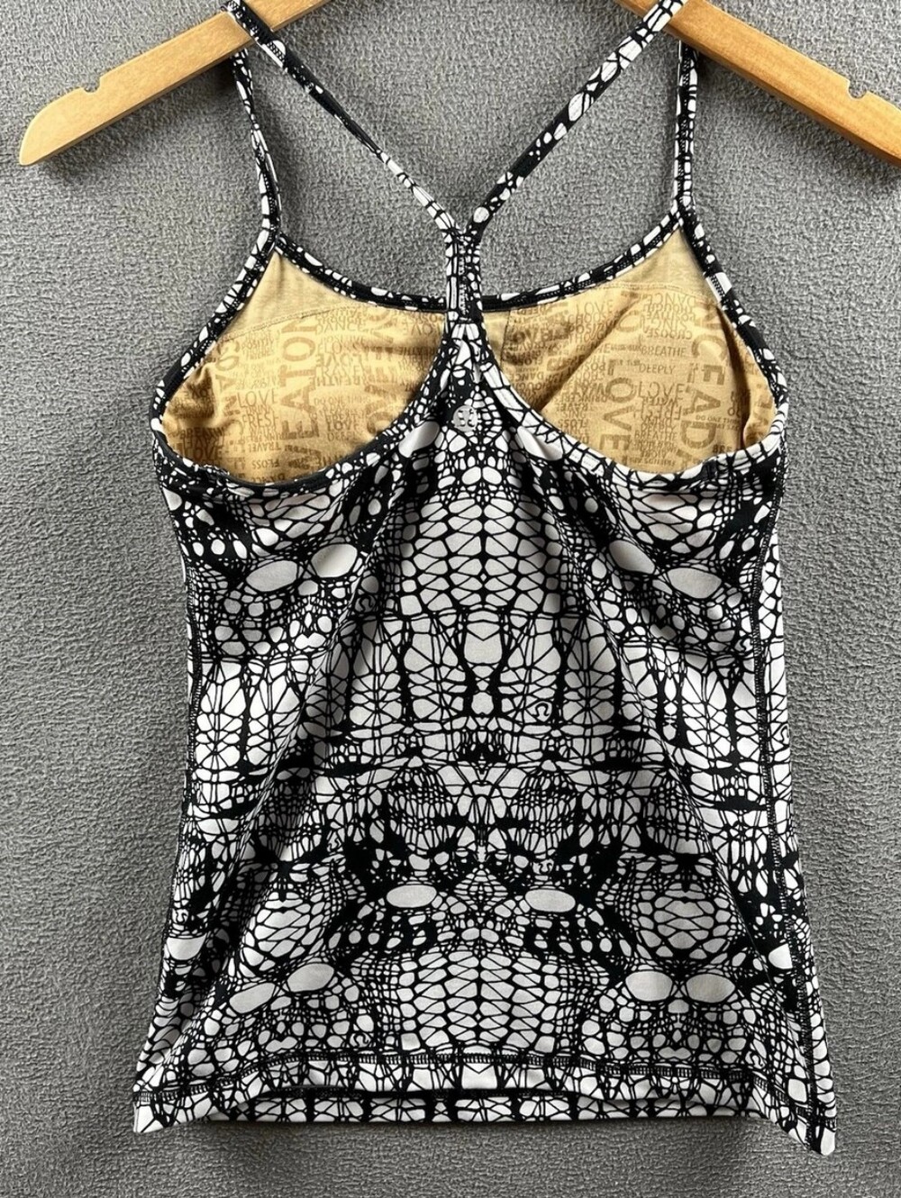 Lululemon Power Y Tank in White/Black Glacial Lace